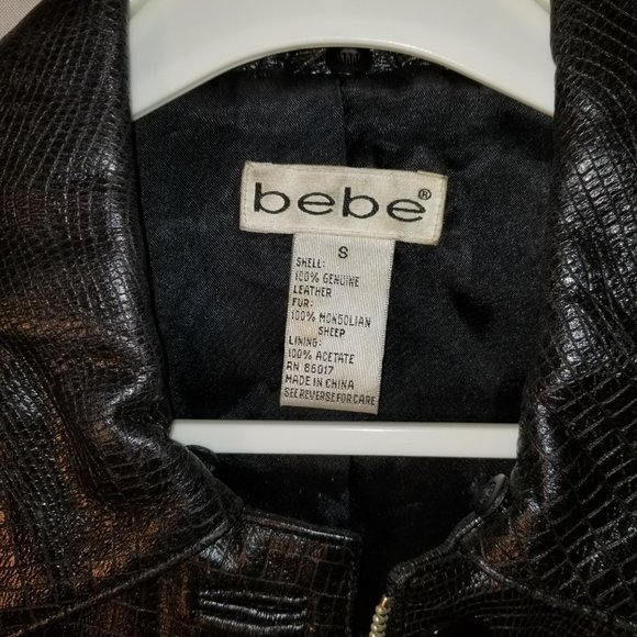 EUC BEBE Leather "Black" Jacket Size S - Picture 6 of 7
